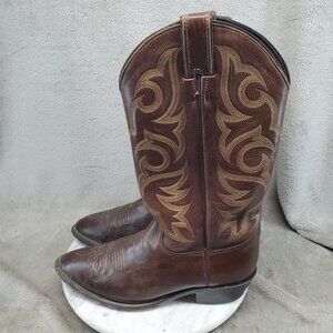 Justin Boots Shoes Mens Size 9 Brown Leather Western Cowboy Boots *Read*